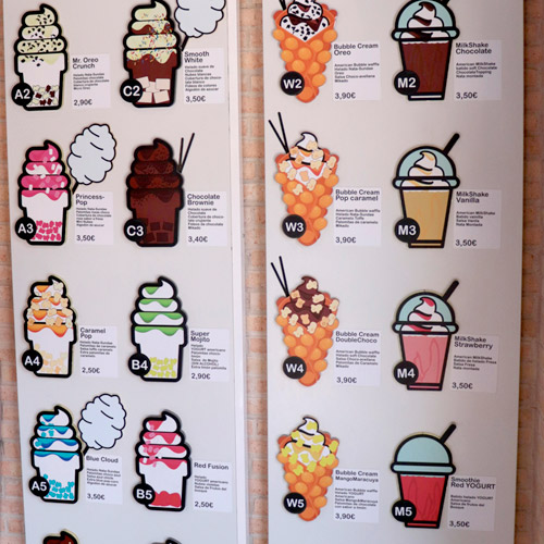 Lista de waffle heladeria americana