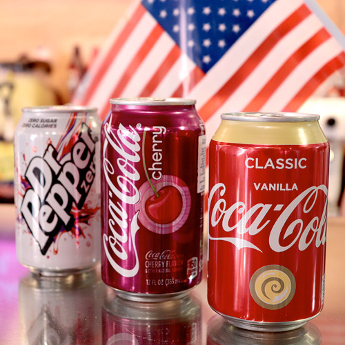 refrescos americanos cocacola vainilla, cherry y dr pepper